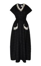 Huishan Zhang Roza Pearl Embellished Check Print Dress