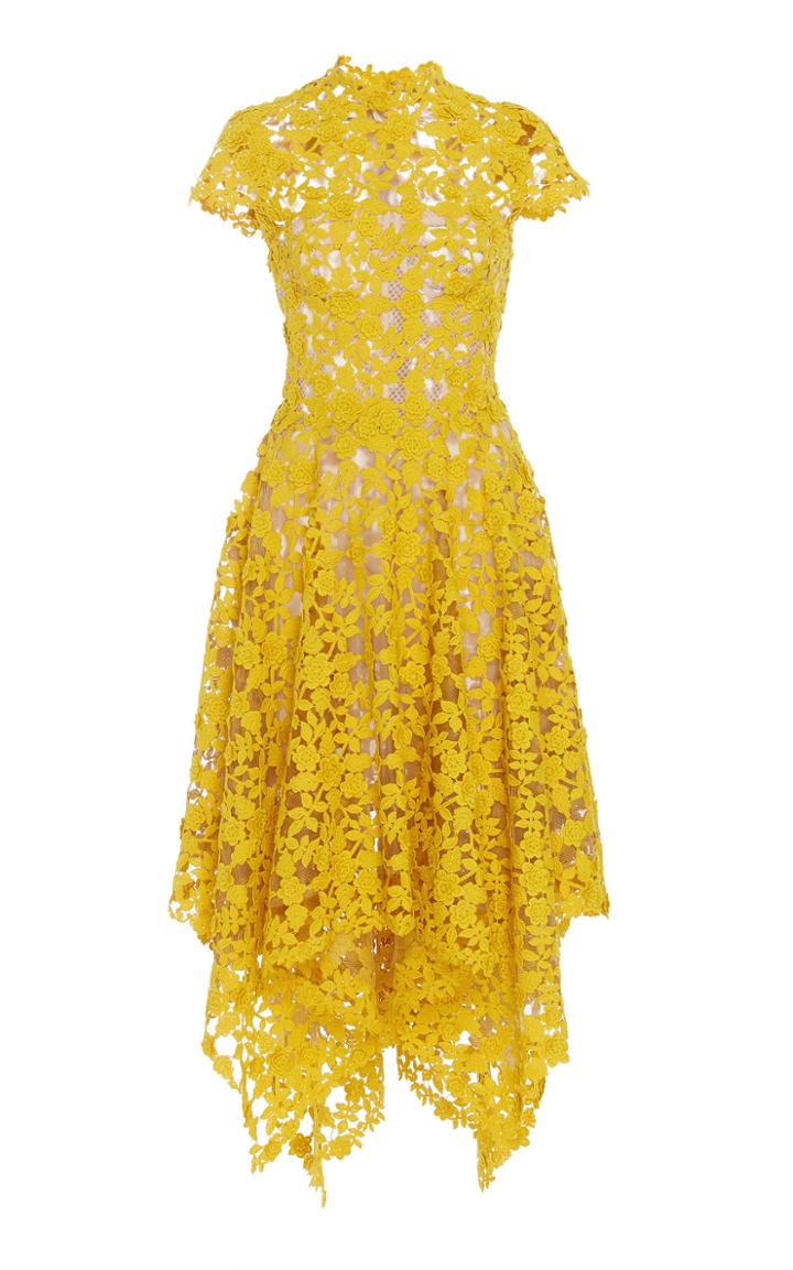 Oscar De La Renta Mock-neck Guipure Lace Dress