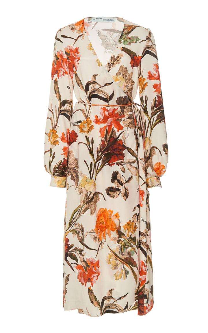 Off-white C/o Virgil Abloh Floral Long Wrap Dress