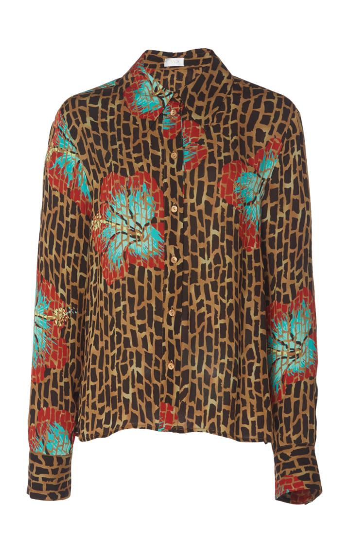 Rixo Jamie Collared Silk-blend Shirt