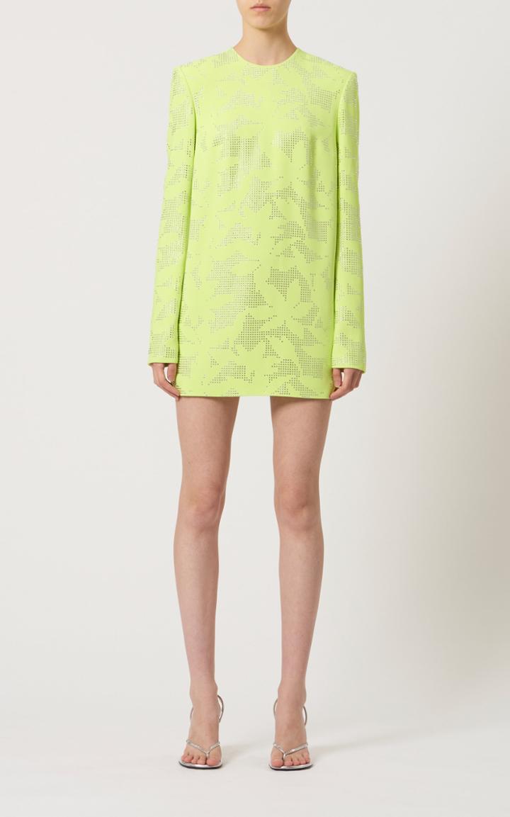 Moda Operandi David Koma Flower Hotfix Crystal Embr Long Slv Shift Dress