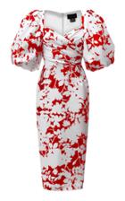 Moda Operandi Rasario Draped Floral Satin Dress Size: 34