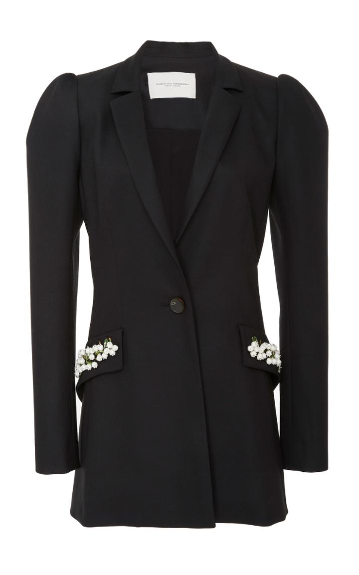 Carolina Herrera Puff Sleeve Jacket With Embroidered