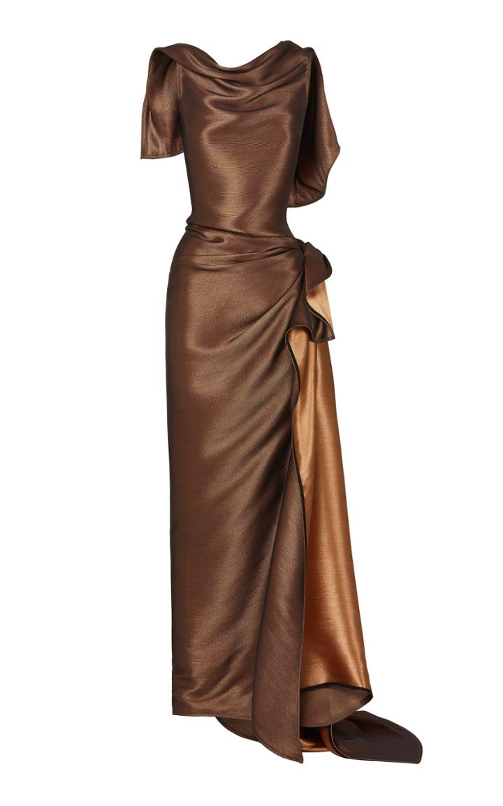 Maticevski Supernova Draped Satin Sleeveless Gown