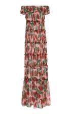 Adriana Degreas Tiered Floral Maxi Dress