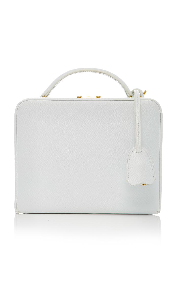 Mark Cross Grace Rattan-trimmed Leather Box Bag