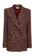 Sara Battaglia Double-breasted Leopard-print Blazer