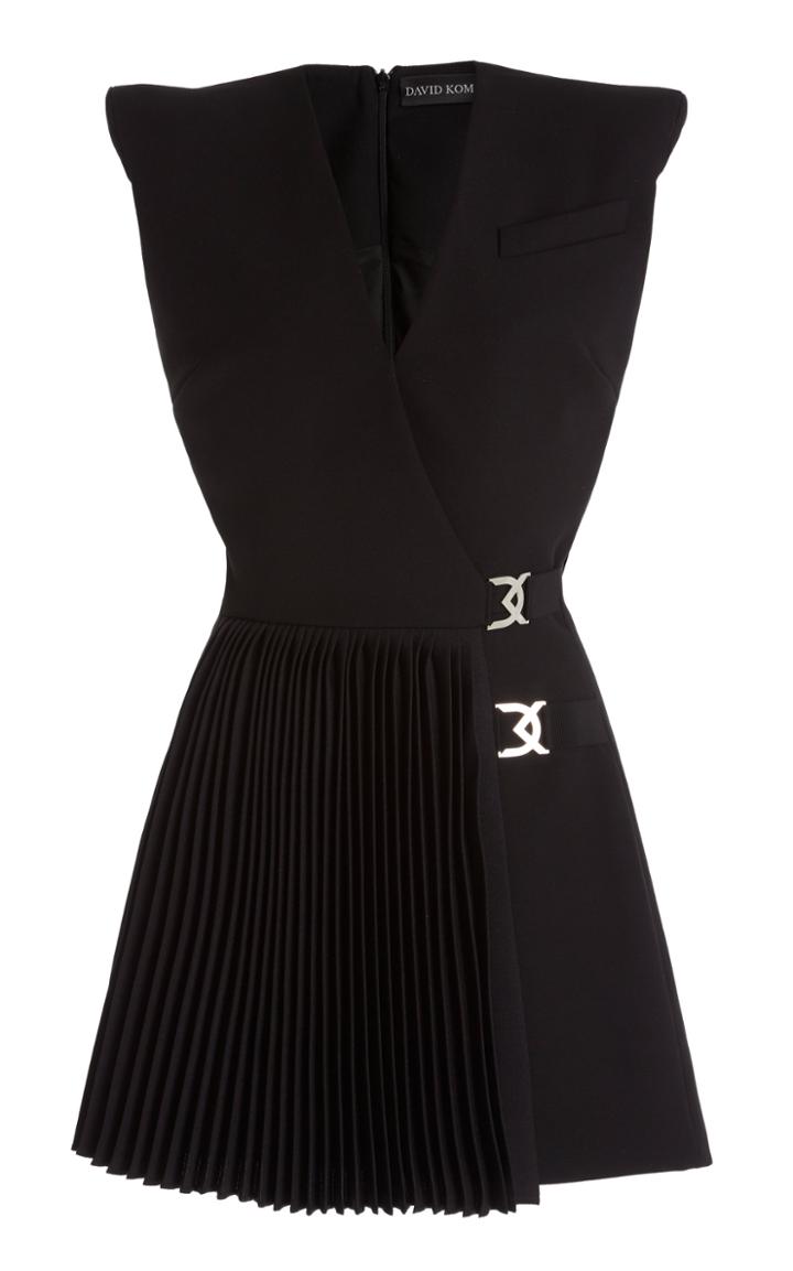 Moda Operandi David Koma Logo-buckle Wool Wrap Dress