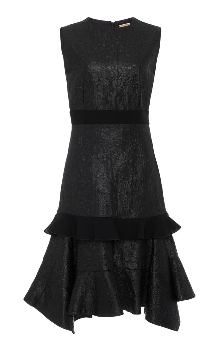 Amelia Toro Embossed Faux Leather And Wool Midi Dress