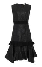 Amelia Toro Embossed Faux Leather And Wool Midi Dress