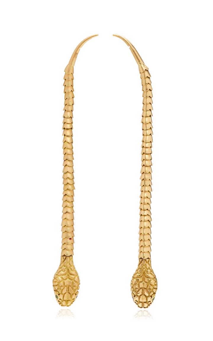 Moda Operandi Ouroboros 18k Gold Articulated Snake Earrings