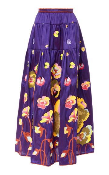 Yuliya Magdych Pansies Embroidered Organza Skirt