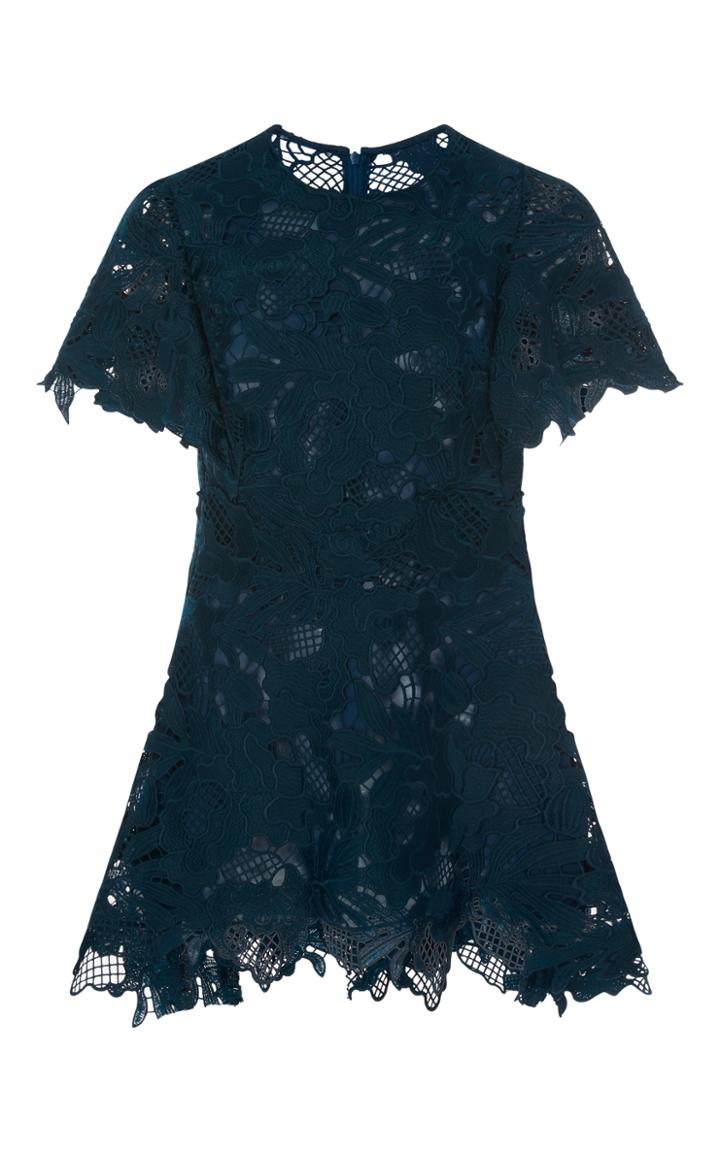 Lela Rose Flutter Sleeve Lace Top
