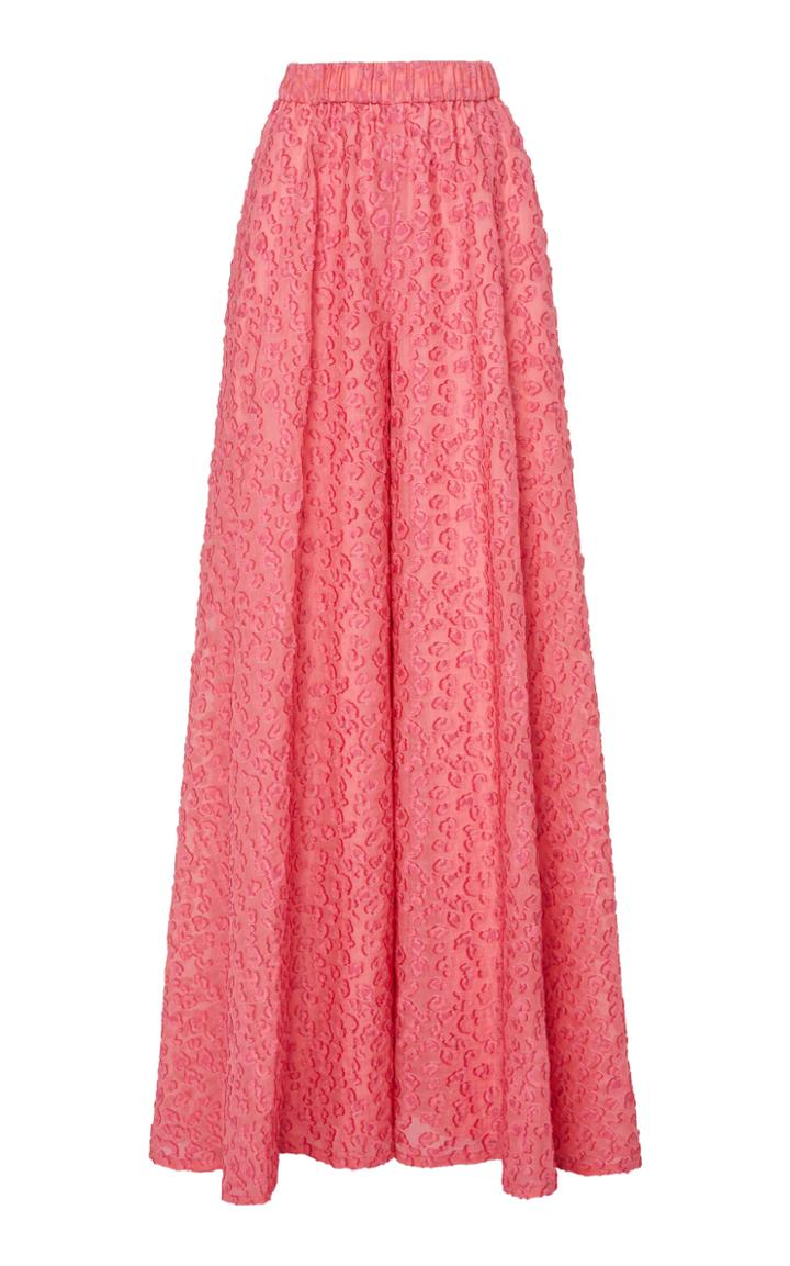Brandon Maxwell Leopard Fil Coupe Wide Leg Gown Pants
