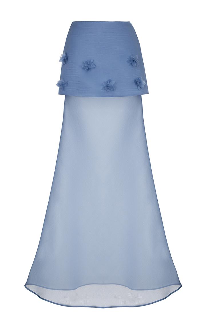 Ruban Blue Decorated Organza Basque Skirt