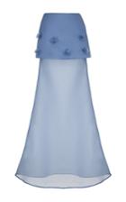 Ruban Blue Decorated Organza Basque Skirt