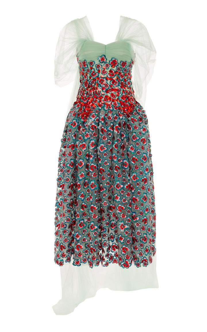 Delpozo Embroidered Tulle Dress