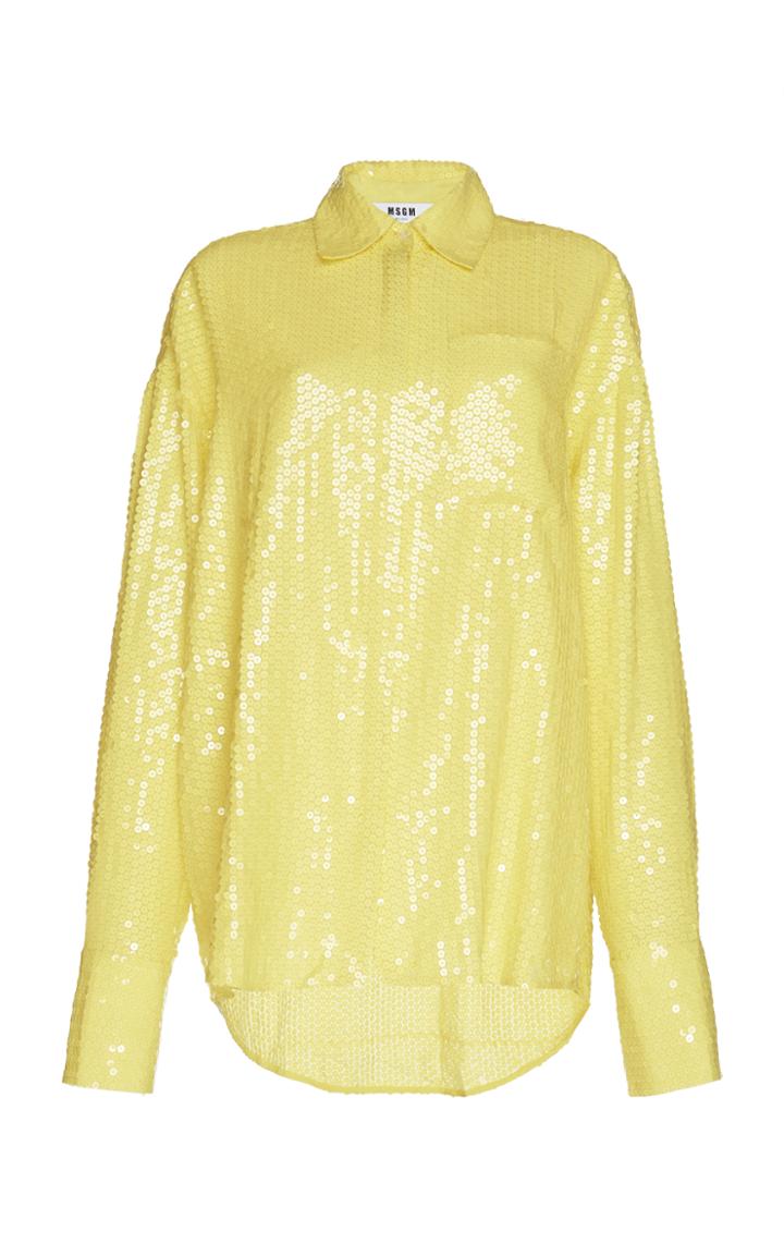 Msgm Oversized Sequined Shirt
