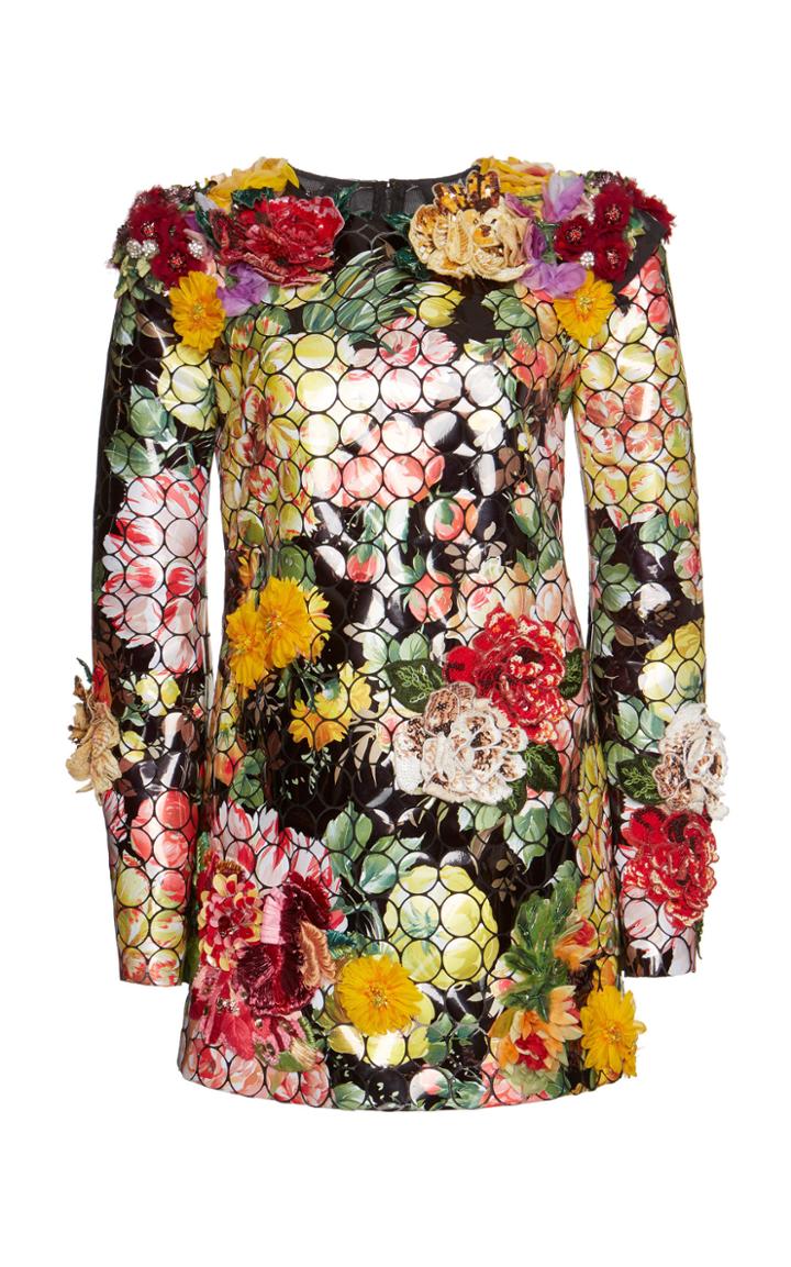 Dolce & Gabbana Long-sleeve Floral Mini Dress