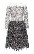 Oscar De La Renta Illusion Guipure Lace Midi Dress
