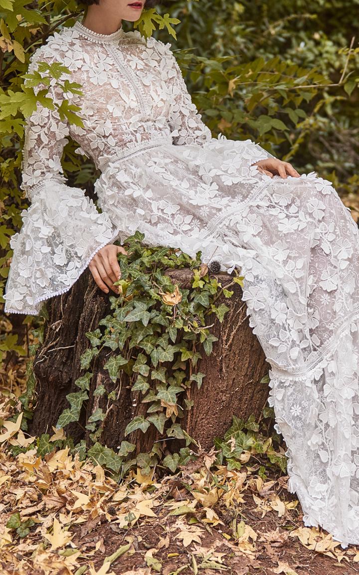 Costarellos Bridal Floral Applique Dress