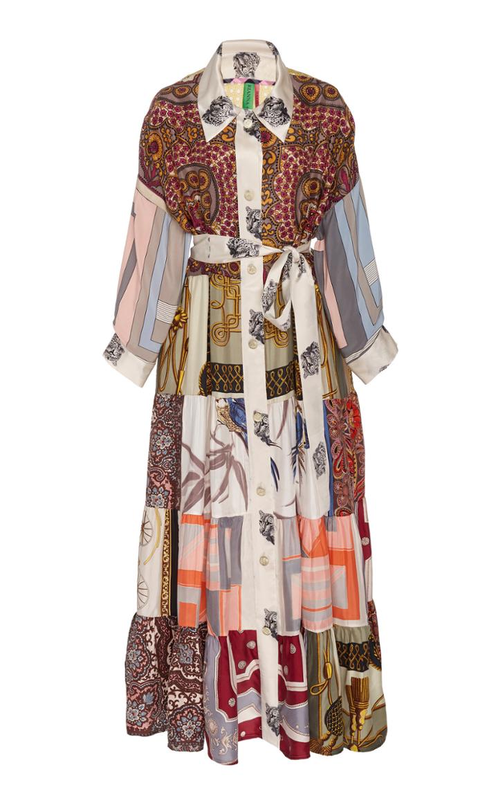 Rianna + Nina Exclusive Silk One Of A Kind Volant Shirt Dress