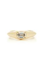 Moda Operandi Lizzie Mandler Emerald Cut Pinky Ring With Round White Diamond