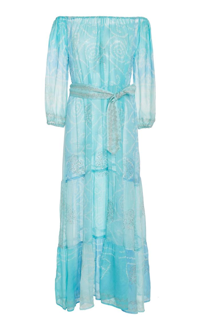 Juliet Dunn Off-the-shoulder Printed Silk-chiffon Dress