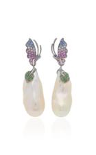 Wendy Yue Pearl And Pink Sapphire Earrings