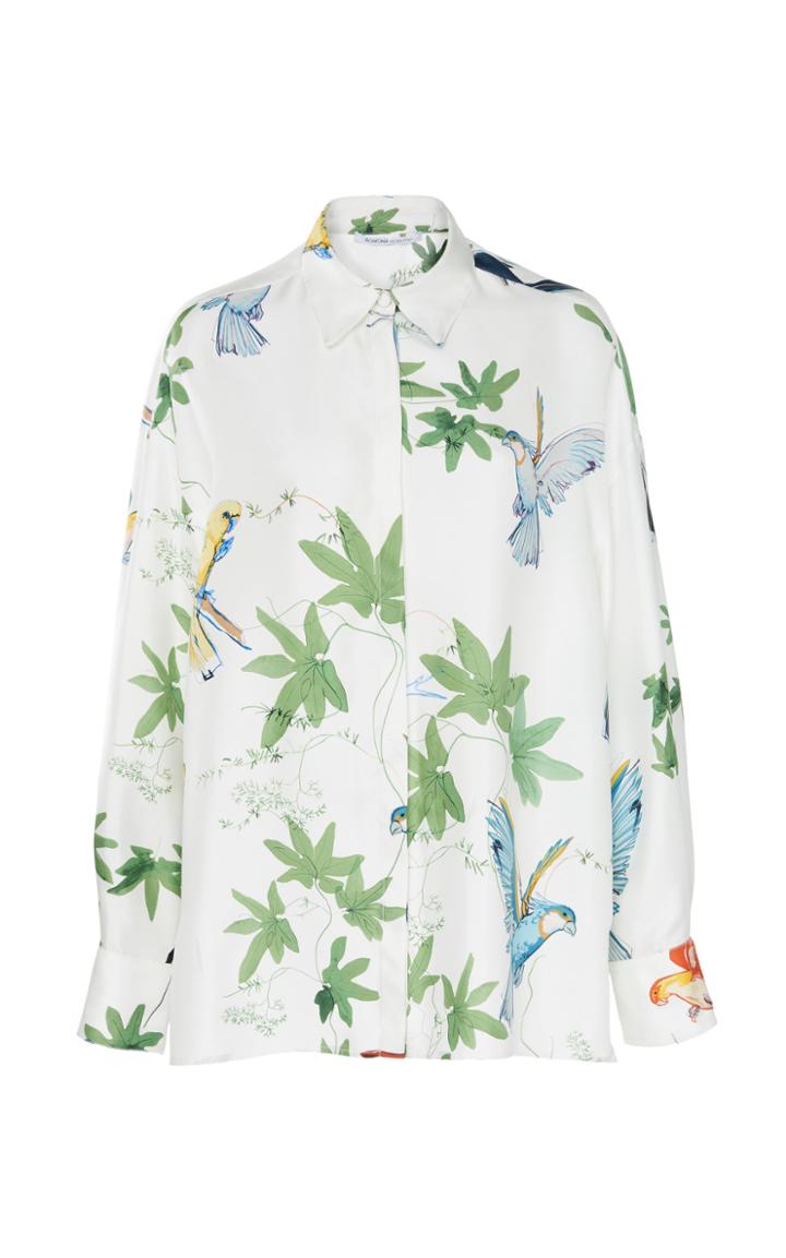 Agnona Printed Silk Twill Relaxed Shirt