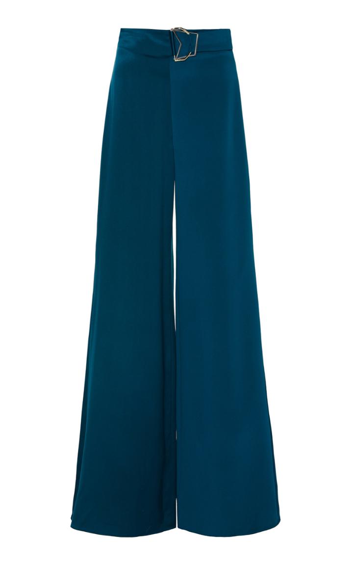 Cushnie Buckled Silk Wide-leg Pants