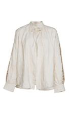 Alix Of Bohemia One Of A Kind Paloma Hand Embroidered Mukesh Leaf Blouse
