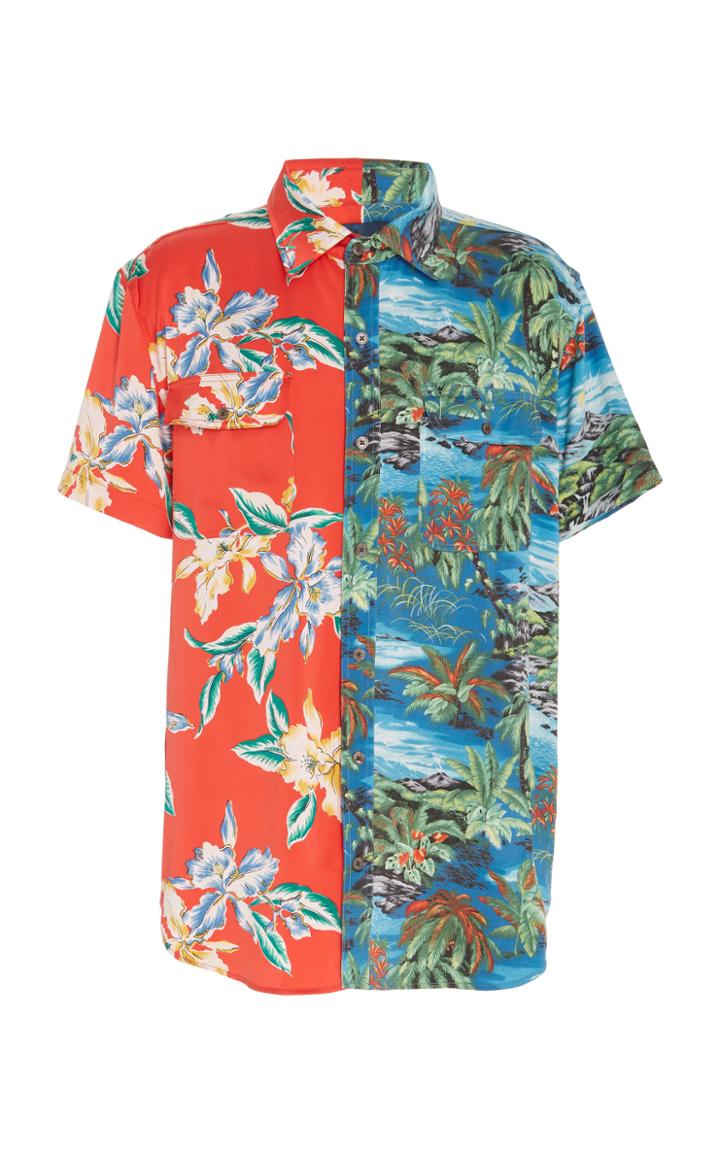 Lost Daze Multi-print Silk Button-up Shirt