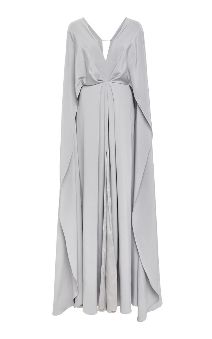 Christian Siriano Silk Pleated Dolman Gown