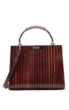 Bertoni Wood Effect Leather Doriana Top Handle Bag