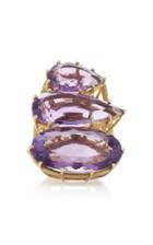 Lfrank One-of-a-kind Triple Amethyst Ring With Black Diamond Pave