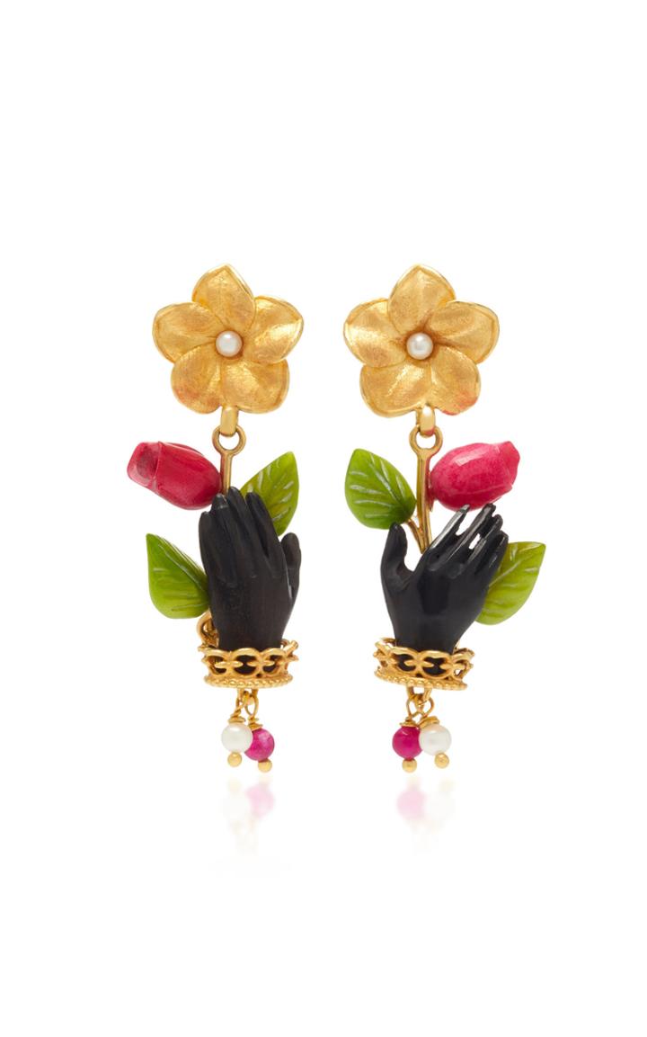 Of Rare Origin Fuchsia Tagua And Ebony Bud Earrings