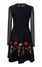 Oscar De La Renta Tulle-paneled Embroidered Cady Midi Dress