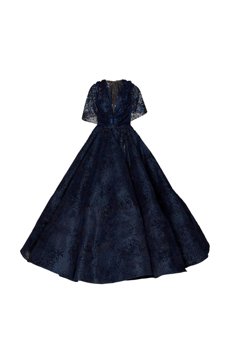 Christian Siriano Metallic Devore Gown
