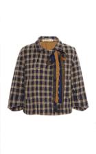Pro Cropped Embroidered Plaid Wool Jacket