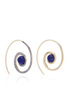 Noor Fares Spiral Moon Earrings In Yellow Gold With Lapis Lazuli & Diamonds