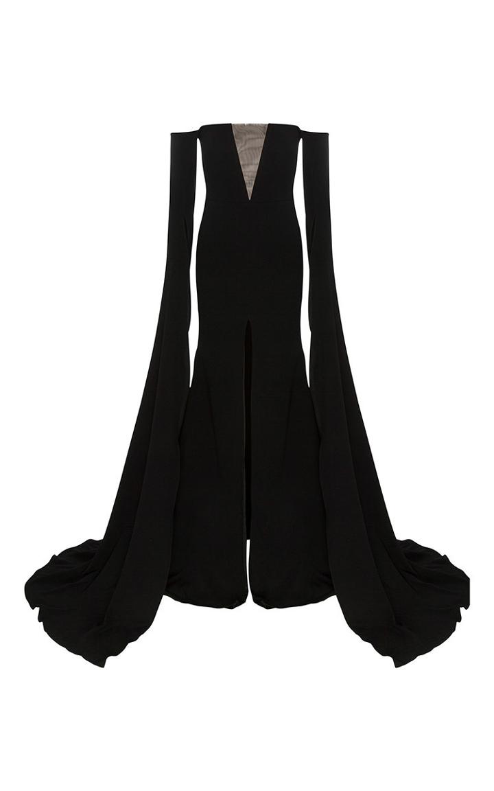 Alex Perry The Alex Satin Crepe Strapless Crinoline Long Sleeve Gown