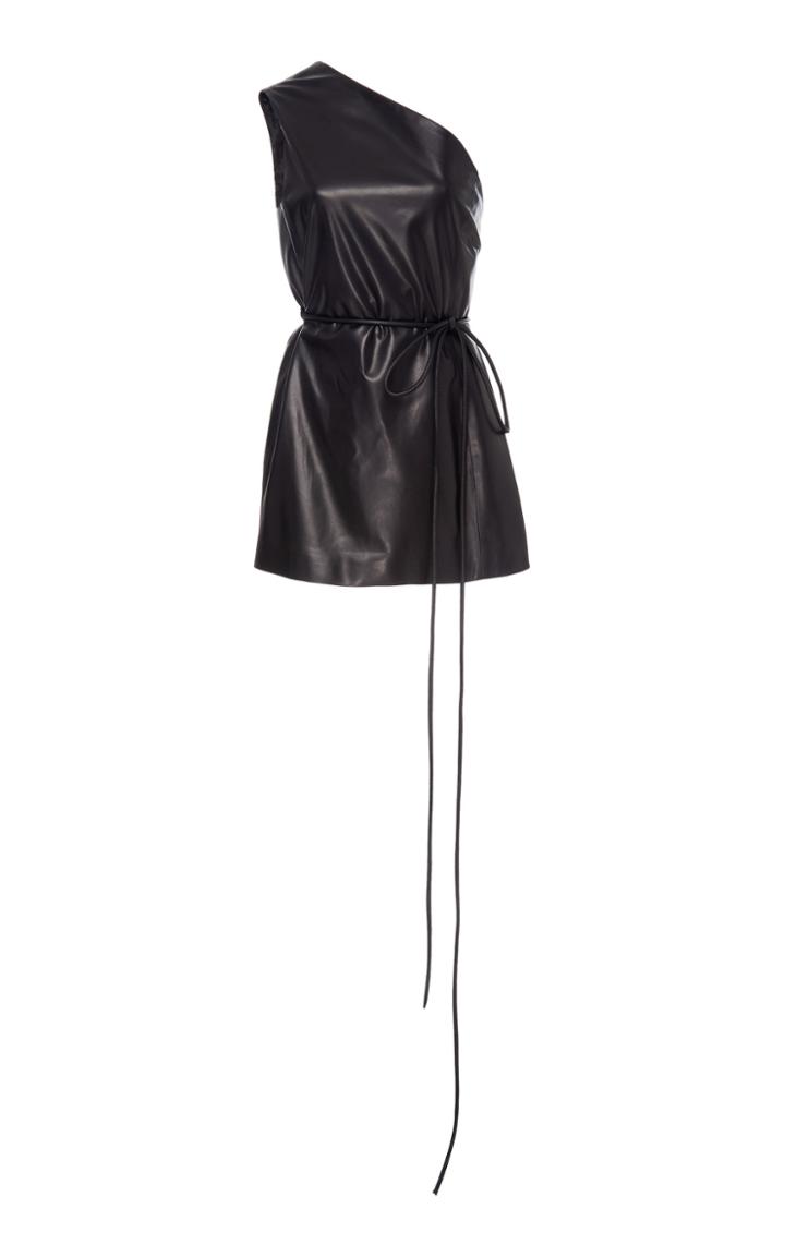 Rosetta Getty One-shoulder Leather Wrap Top