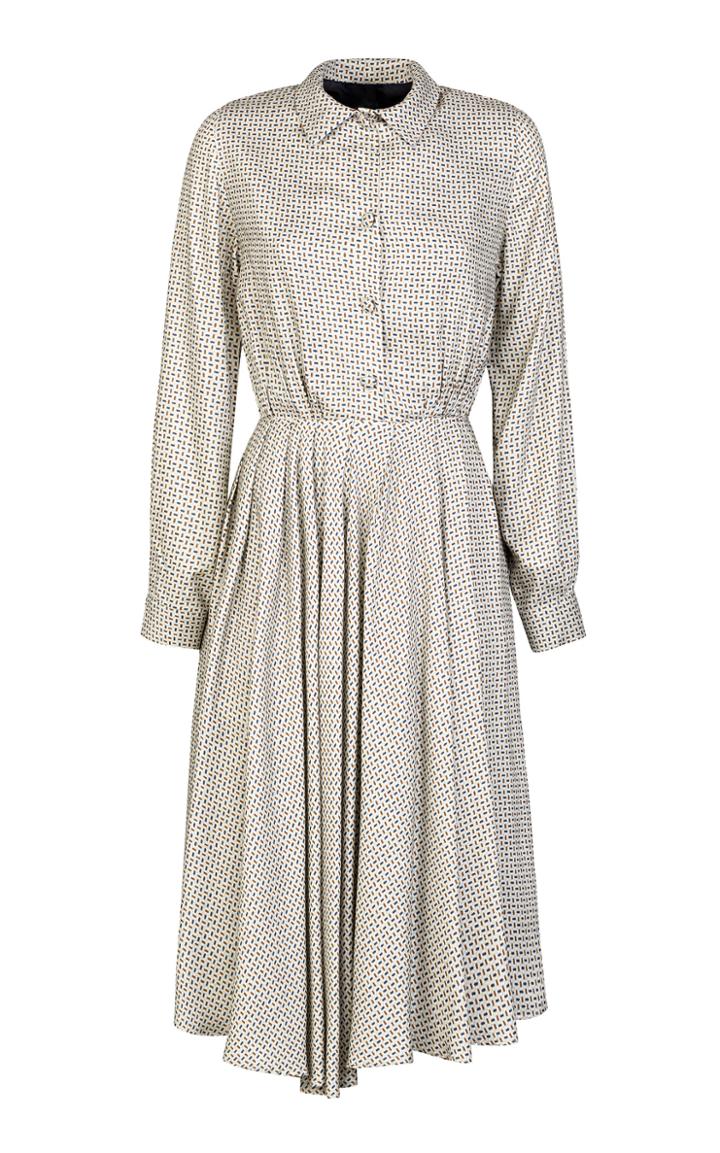 Giuliva Heritage Minerva Printed Pleated Silk Shirt Dress