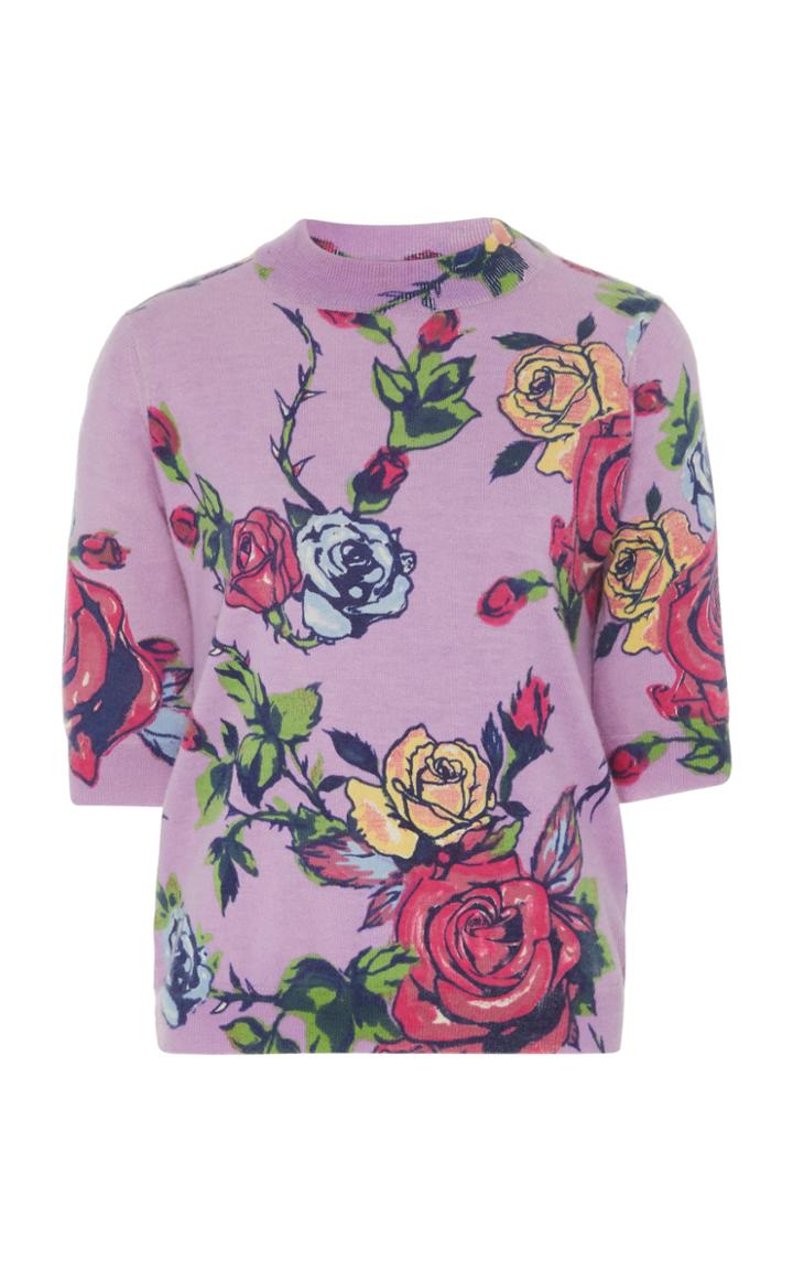 Prabal Gurung Floral-print Cashmere Sweater