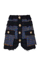 Balmain Sparkle Tweed Wool-blend Mini Skirt