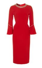 Jenny Packham Debo Embellished Knee Length Crepe Dress