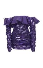 Attico Off-the-shoulder Ruched Lam Mini Dress