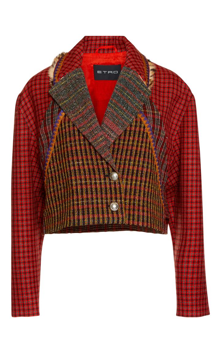 Etro Cropped Jacket With Fur Trim