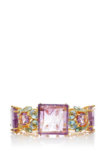 Bounkit Amethyst And Sky Blue Quartz Cuff